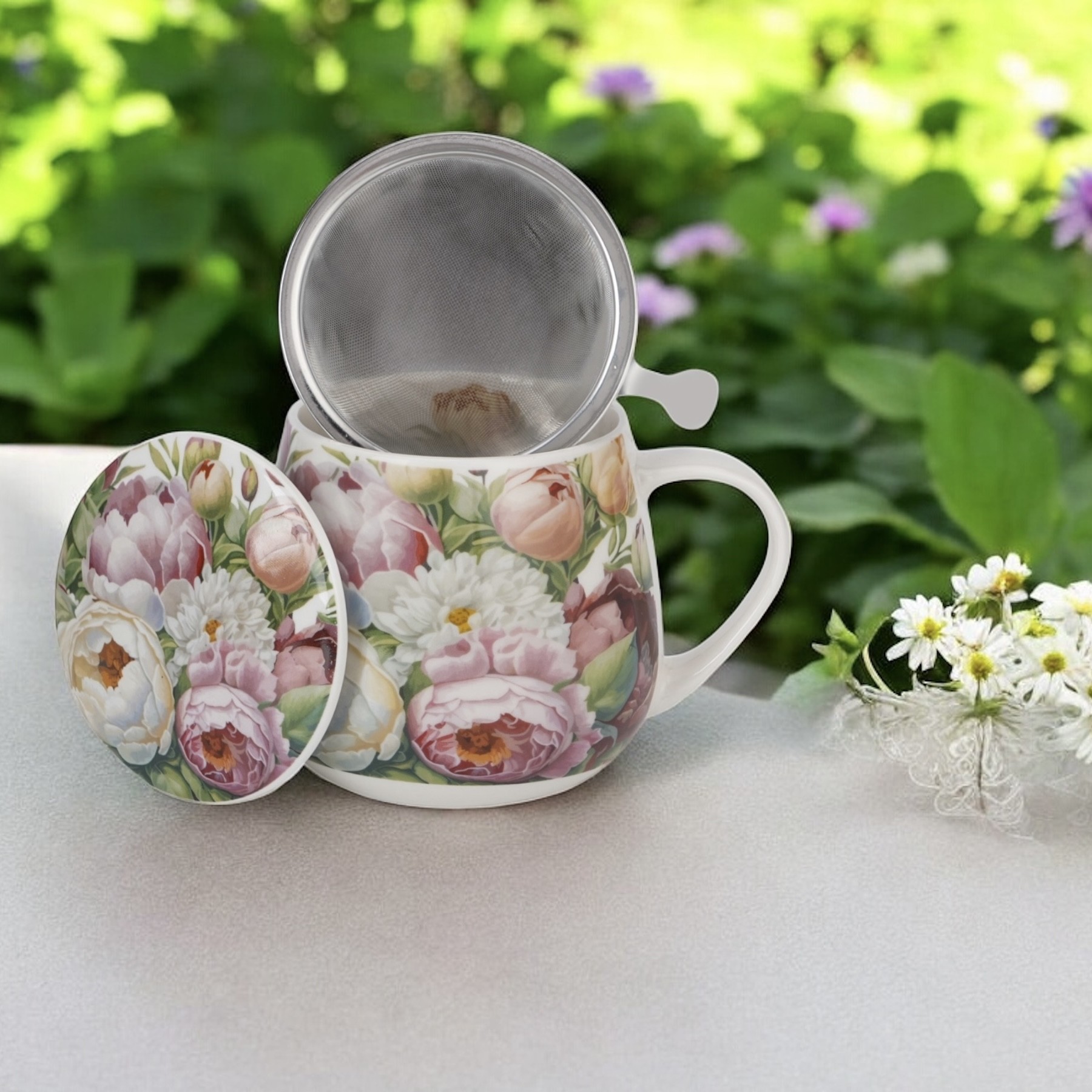 Mugg Peonies med tesil - Bild 4