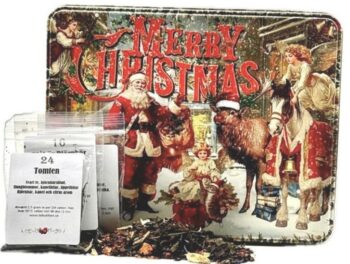 Julkalender med 24 Rooibos teer i Merry Christmas burk